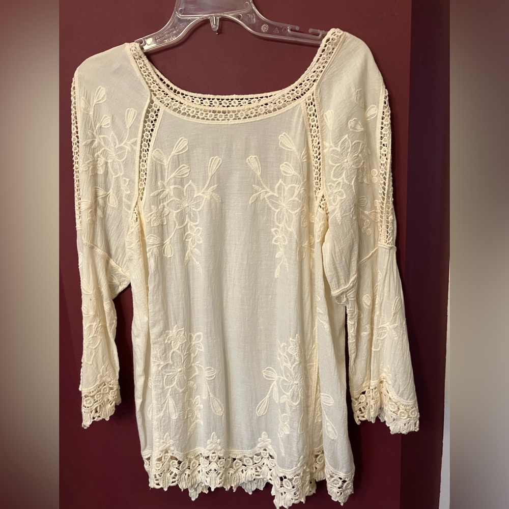 Beige top with lace embellishment